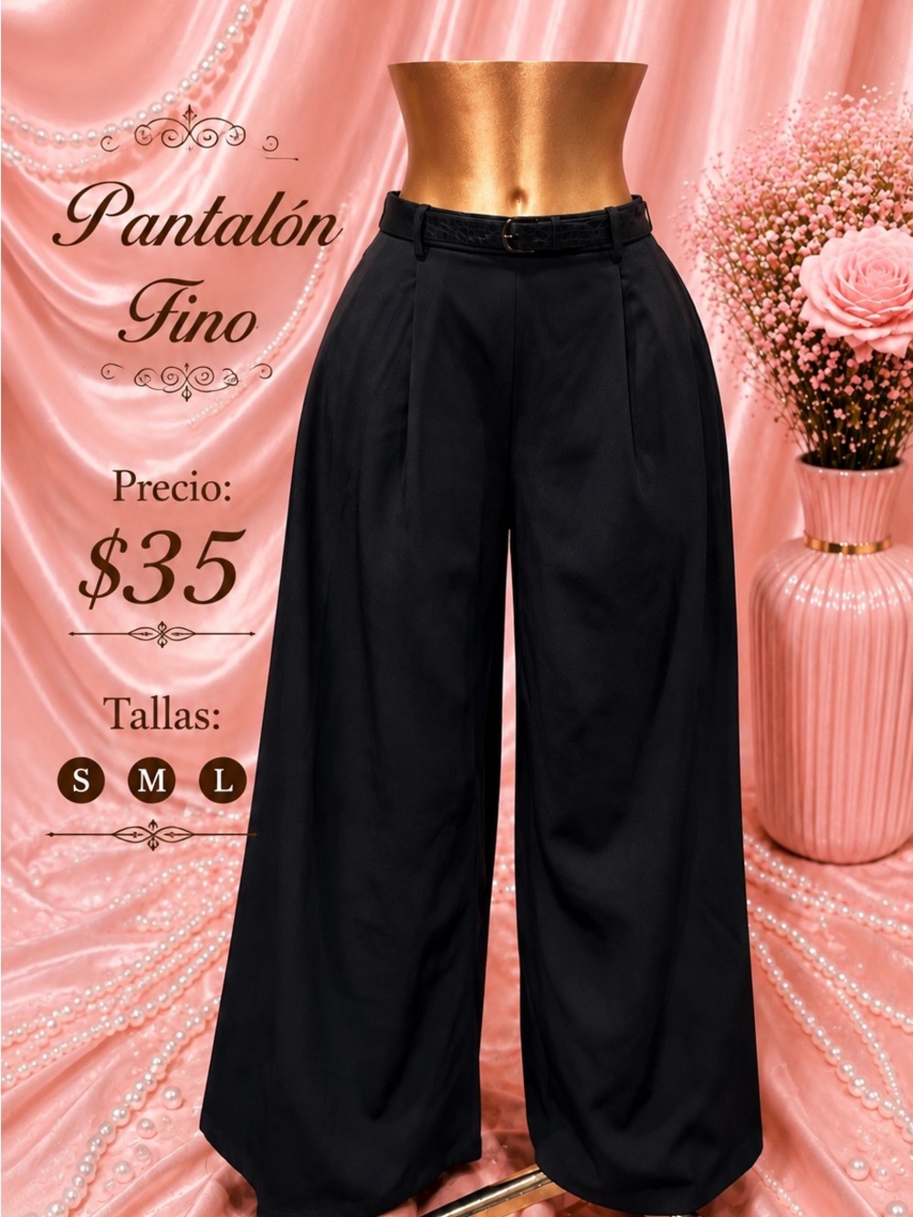 Classic Wide-Leg Pants - Black S/M/L